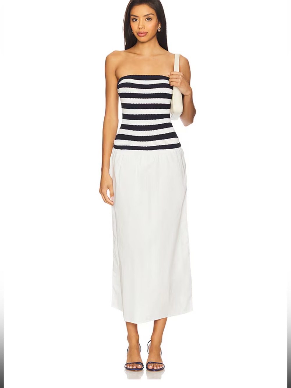 $345 Onia Dress Blue White Striped Knit Sleeveless Maxi Dress Beach Vacation